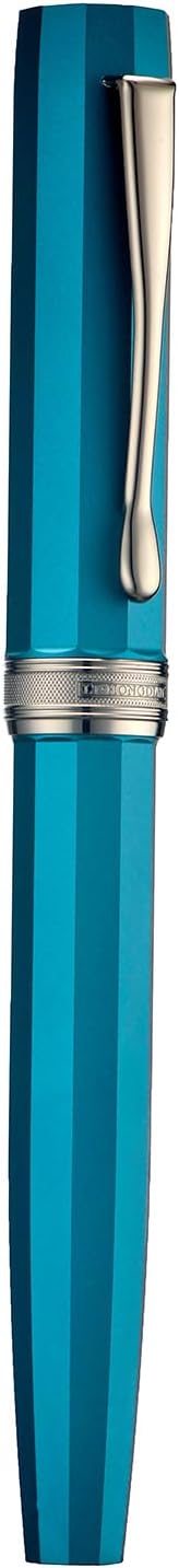 N11 Fountain Pen, Titanium-Coated Black Extra Fine Soft Nib, Peacock Blue & Octagonal Geometric Design with Metal Case Set - Image 2