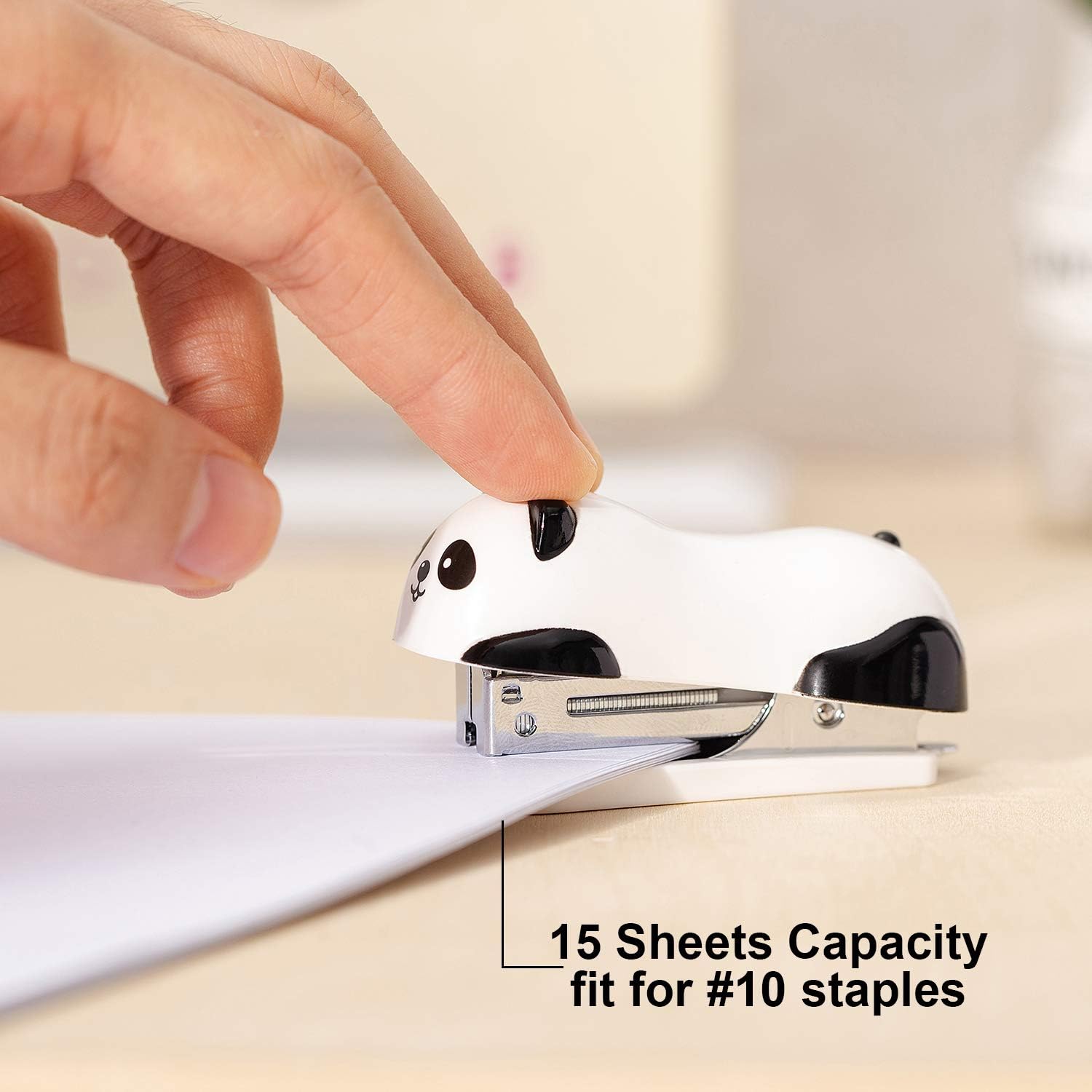 Mini Cute Panda Office12 Sheet Capacity Inclus Built-inRemover & 1000PCS No.10 - Image 2