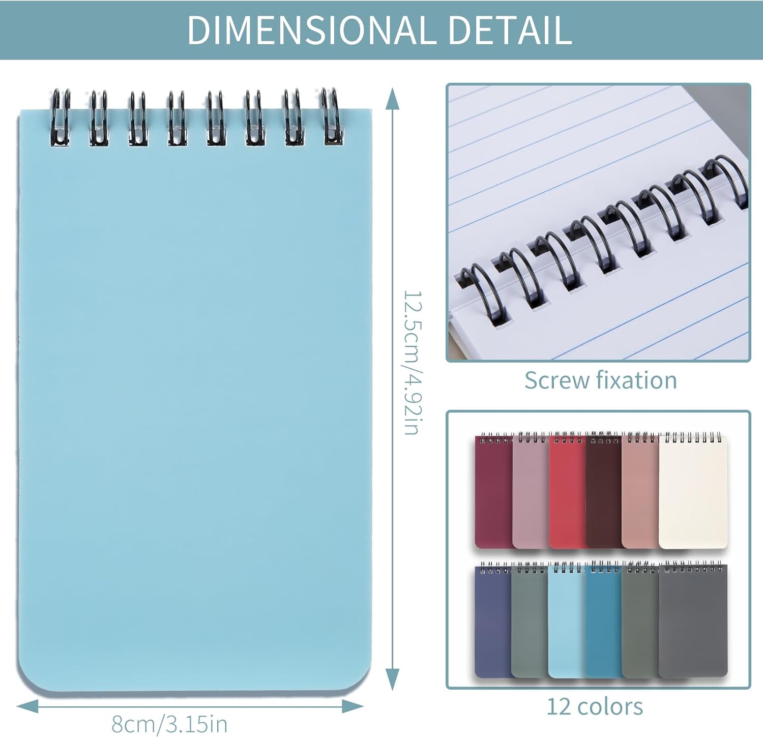 Pocket Notebook Small Notepad Pocket Notepad Small Spiral Notebooks 3X5Inches (6-black) - Image 2