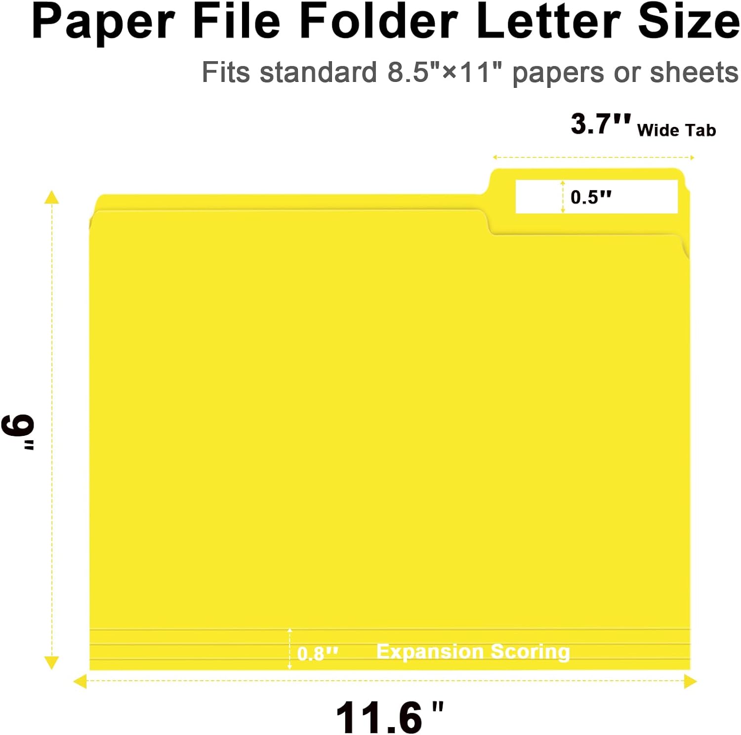 File Folder, 150 Pack 1/3 Cut Tab File Folders Size, Yellow, Folders with Tab, Great for Organizing and Easy File Storage - Image 2