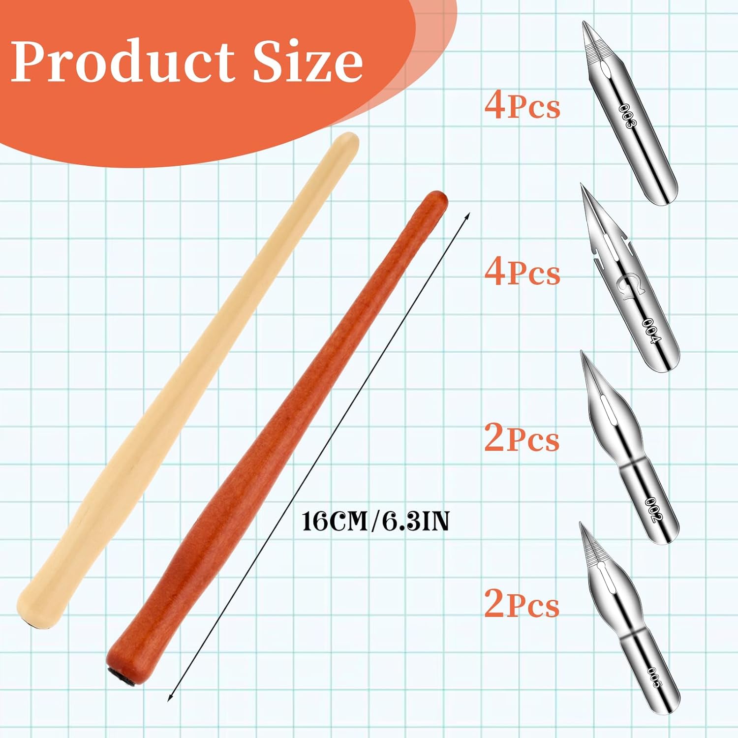 14 PCS Dip Pen Set, Wooden Calligraphy Drawing Set with 12 Replacement Flex Fountain Pen Nib for Beginners Professors Writing Painting Signing Sketch - Image 2