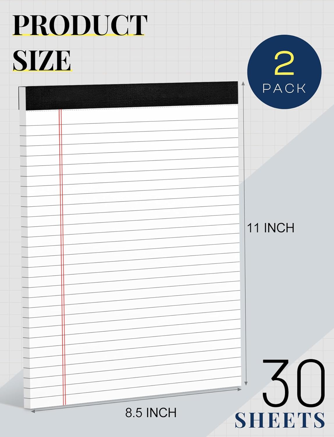 Legal Pads 8.5 x 11 White Note Pads 8.5 x 11 In 2 Pack Notepads 8.5 x 11 Writing Pads of Paper 8.5 x 11 Legal Notepads Wide Ruled White Lined Paper Pads 8.5 x 11 30 Sheets Per Legal Note Pads 8.5 x 11 - Image 2